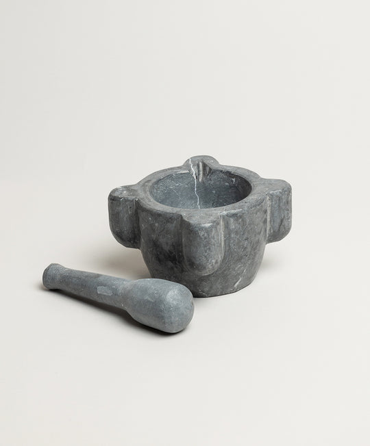 Grey Marble Mortar & Pestle Set Large