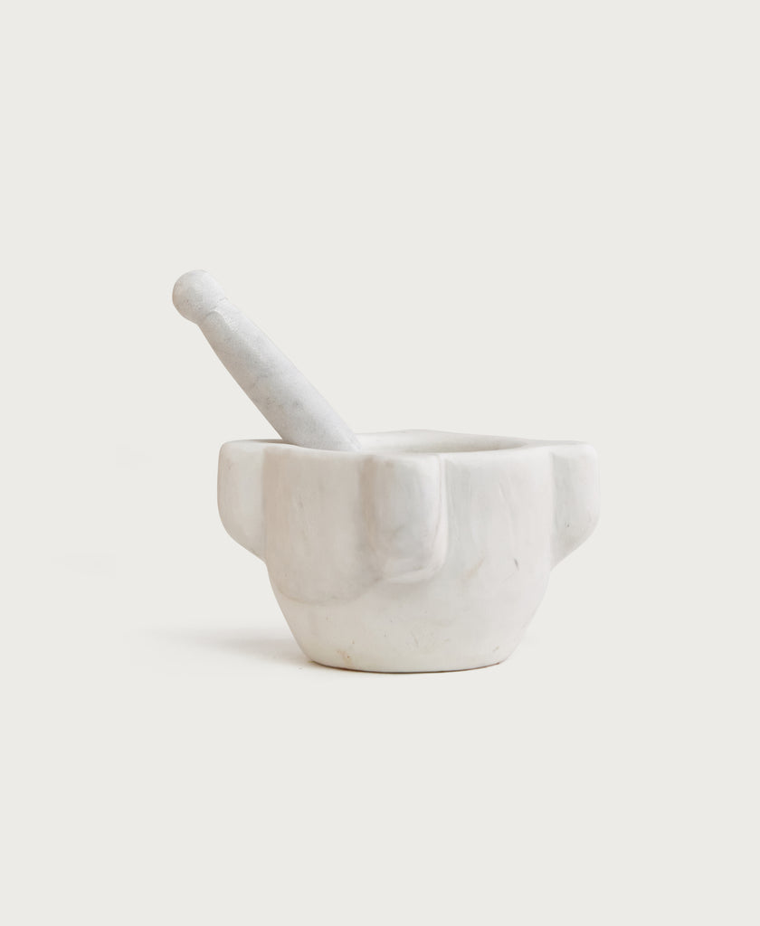 Carrara White Marble Mortar & Pestle Set Small