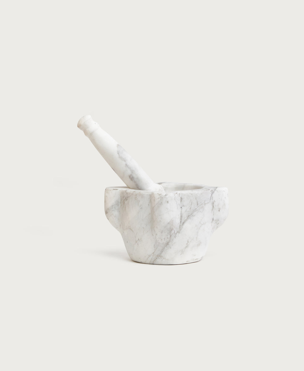 Carrara White Marble Mortar & Pestle Set by Il Buco