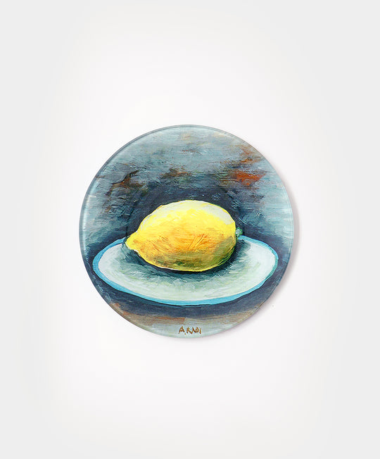 Piccolo Limone Sul Piatto IV (Little Lemon on Plate) Round Tray