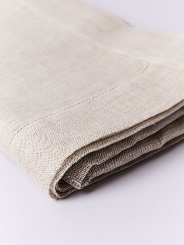 Bordered Linen Tablecloth - Ecru