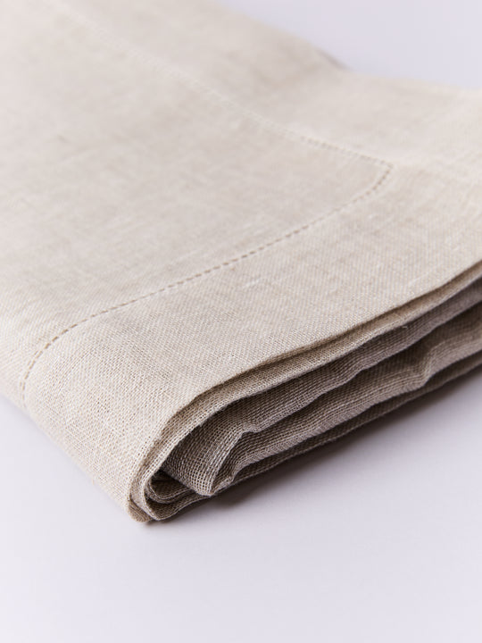 Bordered Linen Tablecloth - Ecru