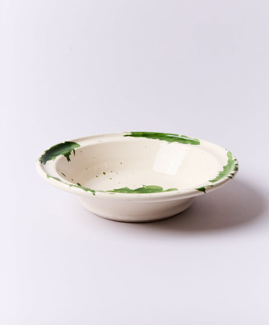 Montegranaro Green & White Large Splatterware Serving Dish