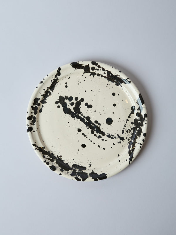 Montegranaro Black & White Splatterware Dinner Plate