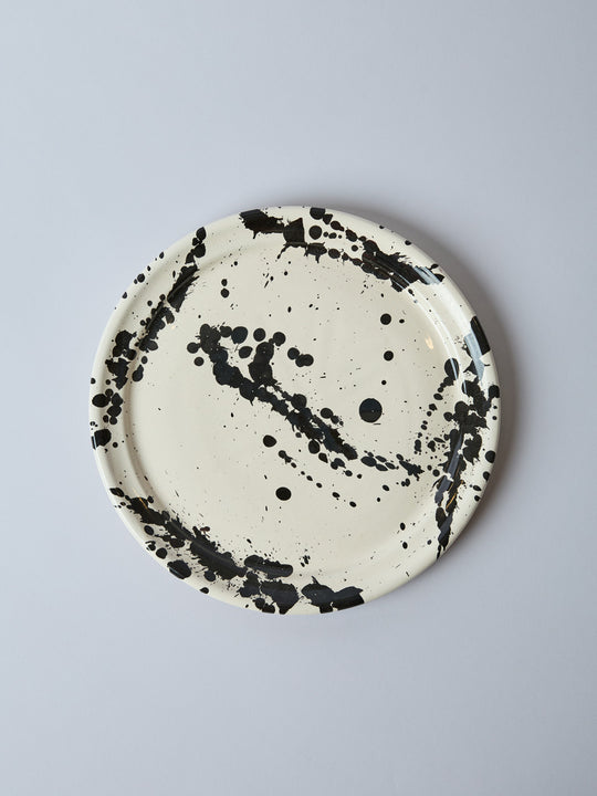Montegranaro Black & White Splatterware Dinner Plate