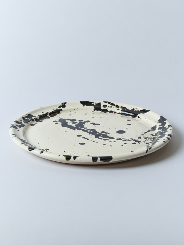 Montegranaro Black & White Splatterware Dinner Plate - alternate view