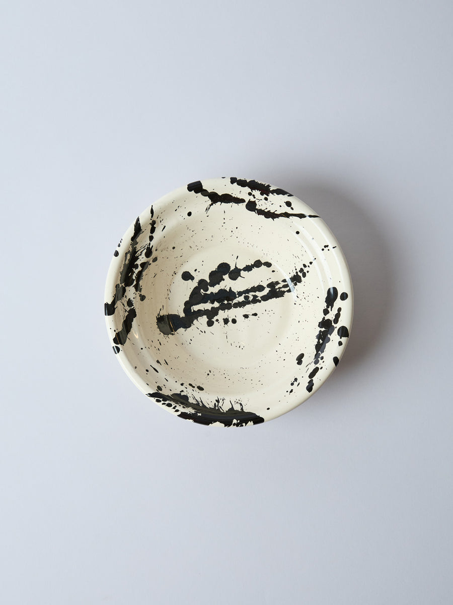 Montegranaro Black & White Splatterware Pasta Dish