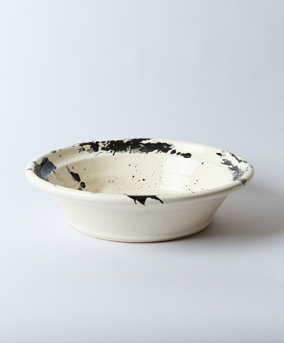 Montegranaro Extra Large Black & White Splatterware Serving Dish