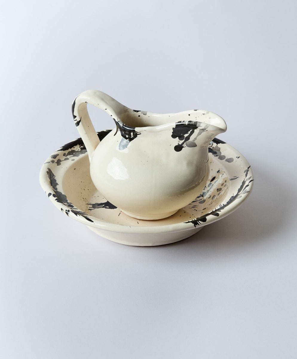 Montegranaro Black & White Splatterware Pitcher