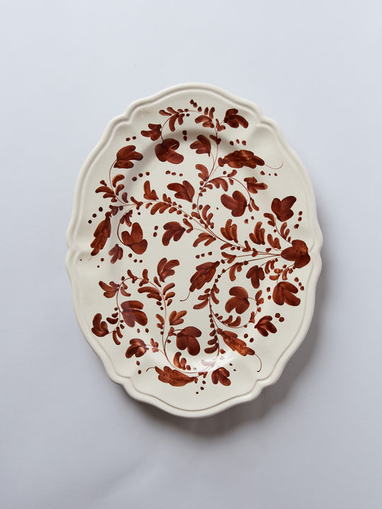 Flora Small Oval Platter Marrone