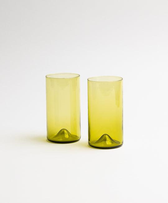 Pienza Tall Glass Set of 2 - Olive Green