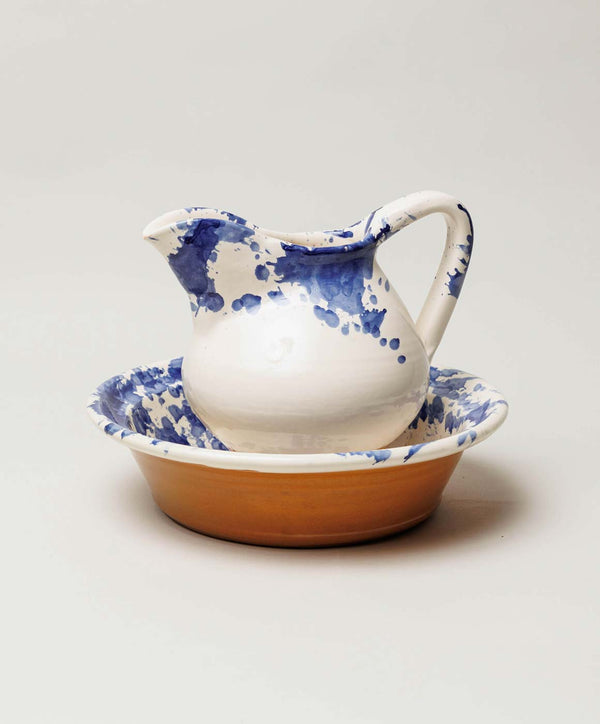 Blue Splatterware Pitcher - alternate view