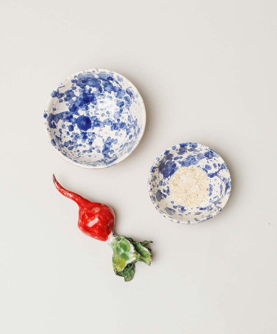 Montegranaro Blue & White Splatterware Oil & Salt Dish Set