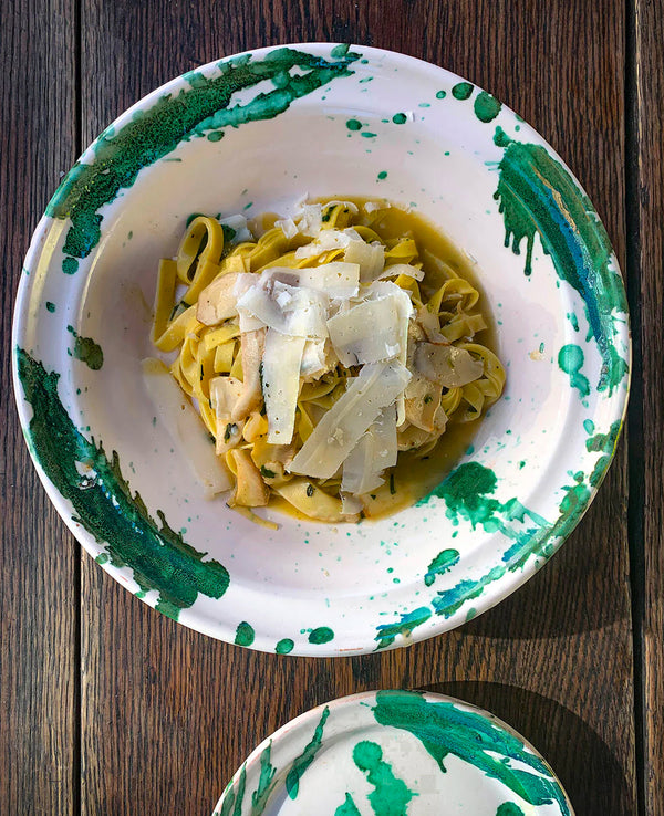 Montegranaro Green & White Splatterware Pasta Dish - alternate view