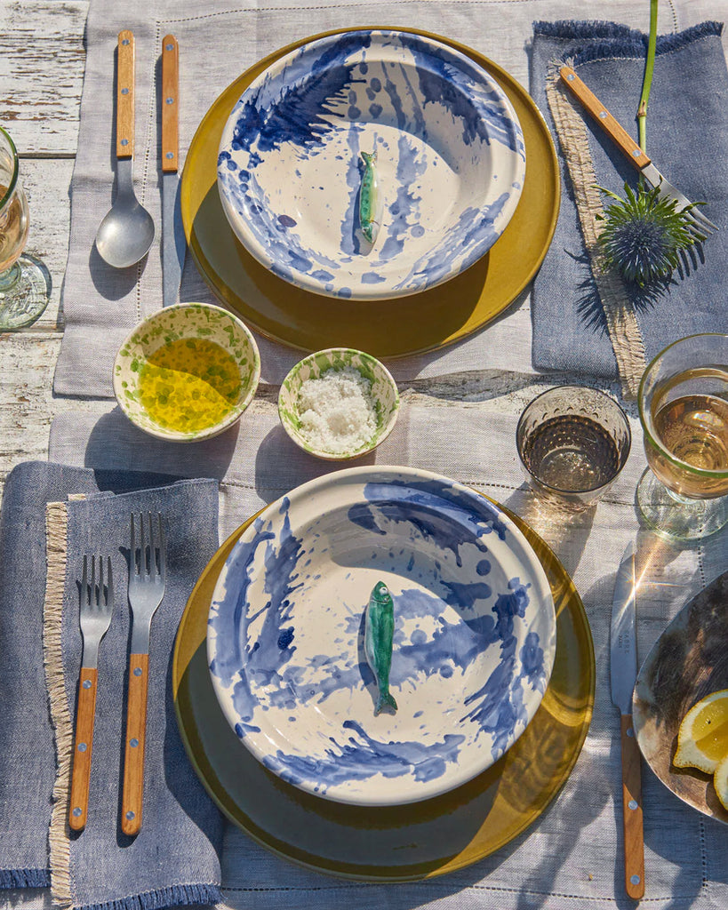Blue Splatterware Pasta Dish