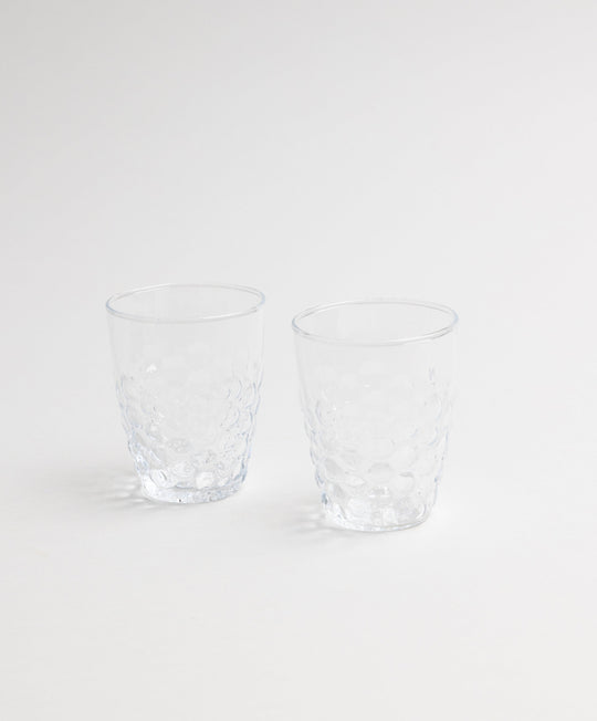 Pienza Honeycomb Patterned Glass Tumbler Set of 2 - Clear