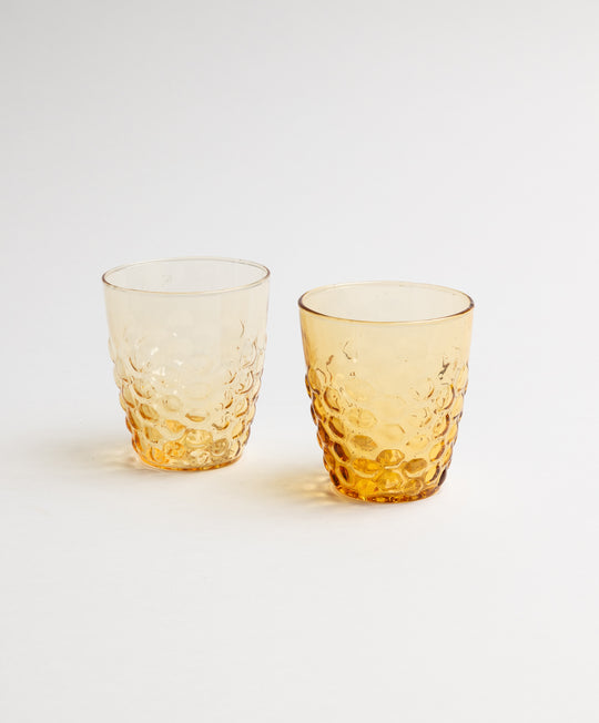 Pienza Honeycomb Patterned Glass Tumbler Set of 2 - Amber