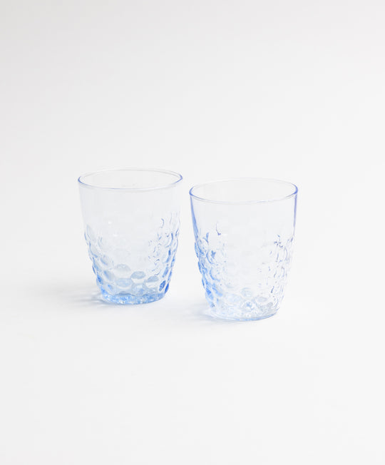 Pienza Honeycomb Patterned Glass Tumbler Set of 2 - Blue