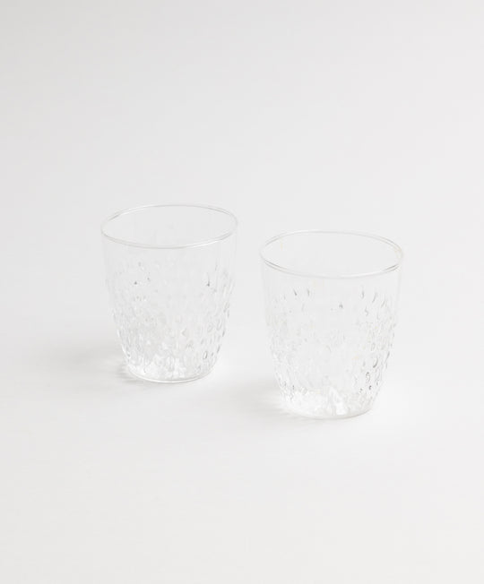 Pienza Rice Patterned Glass Tumbler Set of 2 - Clear