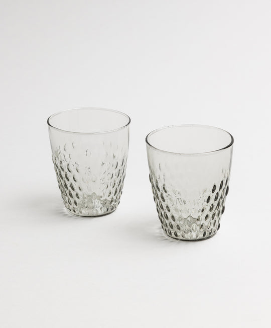 Pienza Rice Patterned Glass Tumbler Set of 2 - Smoke
