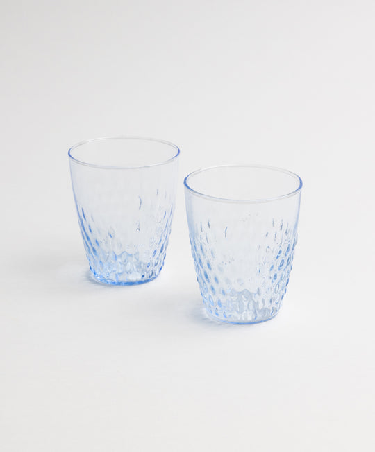 Pienza Rice Patterned Glass Tumbler Set of 2 - Blue