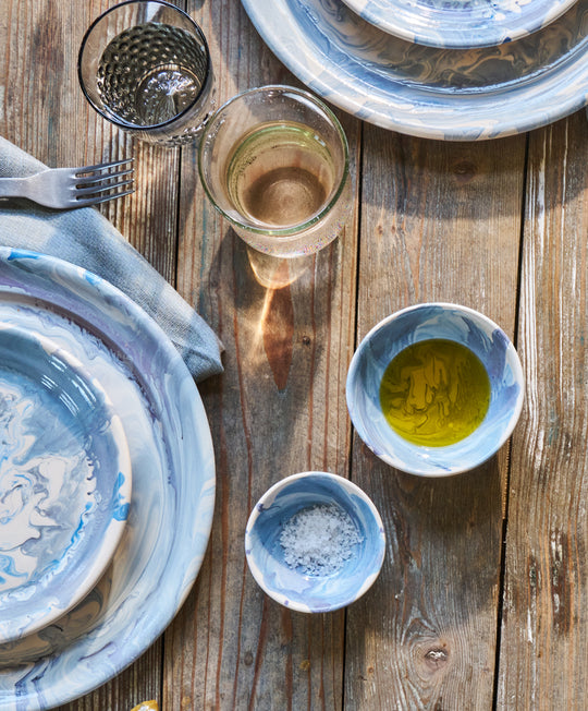 Marea Marble Blue Oil & Salt Dish Set