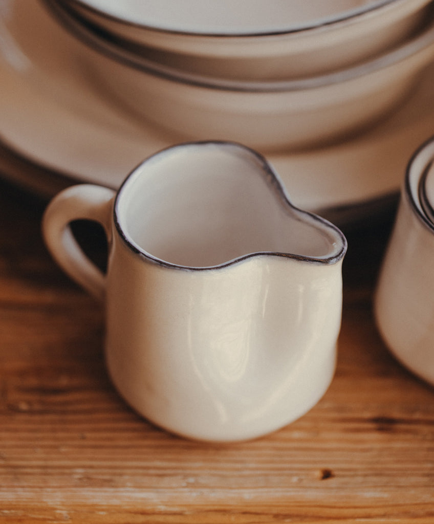 Bevagna Coffee Creamer Vessel with Black Rim