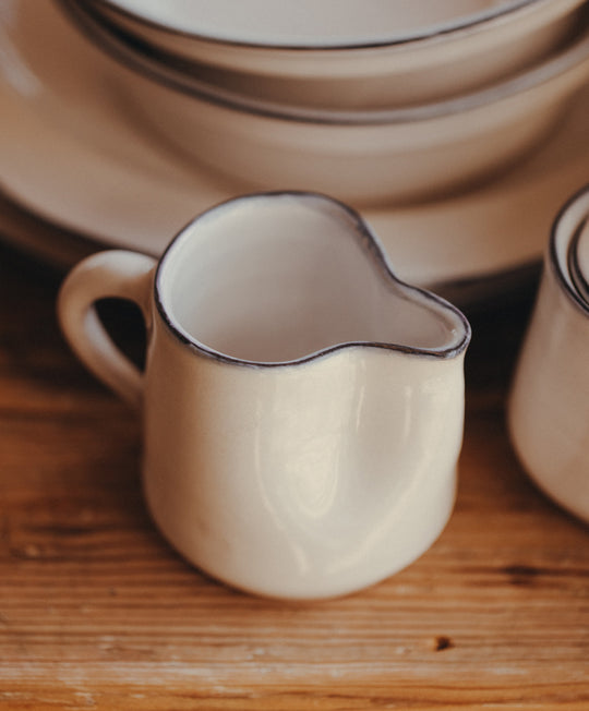 Bevagna Coffee Creamer Vessel with Black Rim