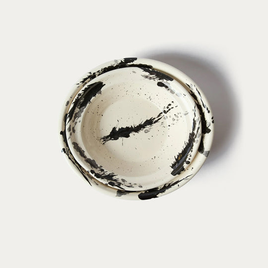 Montegranaro Large Black & White Splatterware Serving Dish