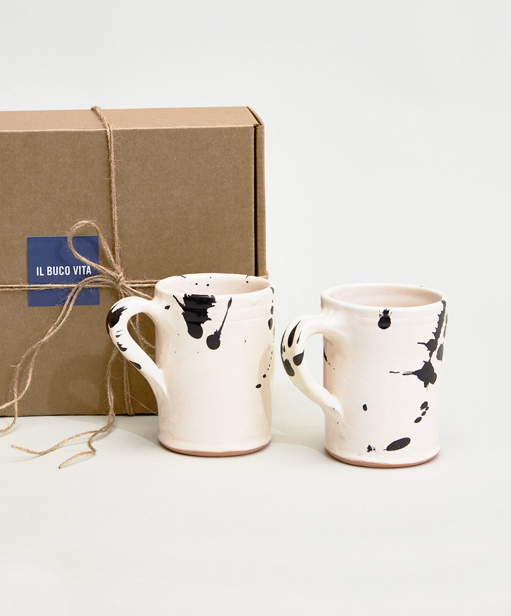 Black Splatterware Mug Set