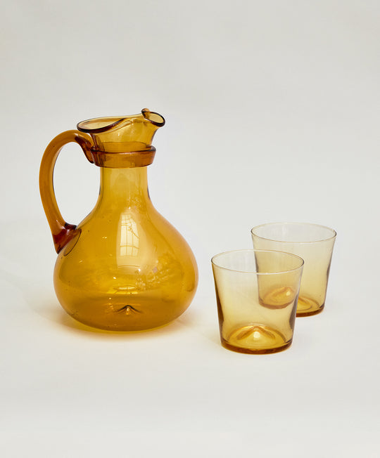 Pienza Pitcher and Glassware Set - Amber