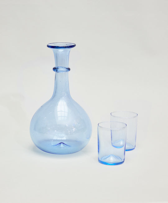 Pienza Round Decanter and Glassware Set - Blue