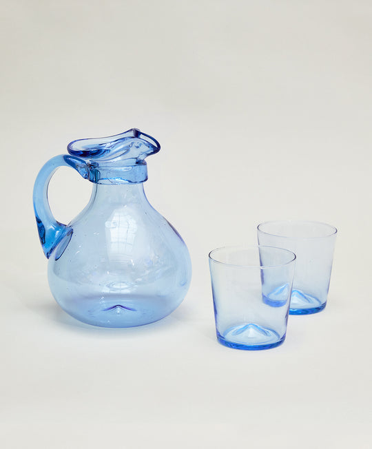 Pienza Pitcher and Glassware Set - Blue