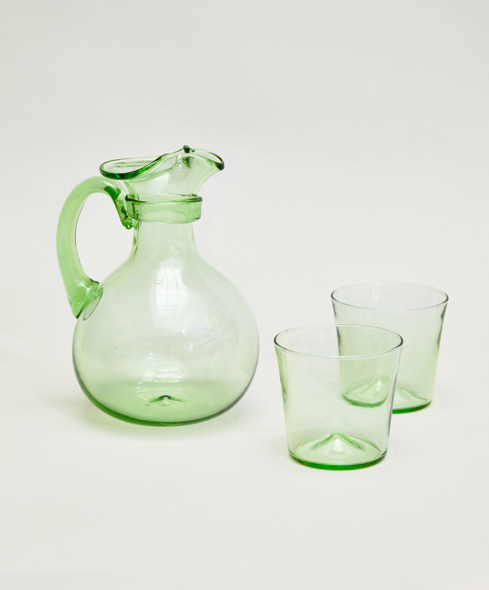 Pienza Pitcher and Glassware Set - Green
