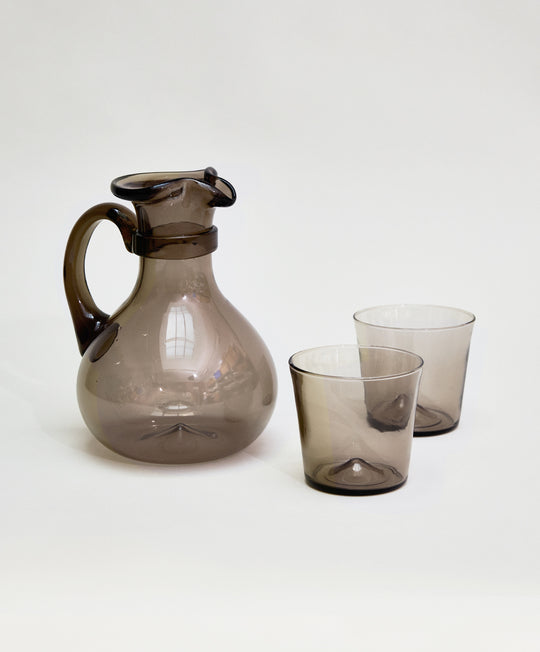 Pienza Pitcher and Glassware Set - Smoke Gray