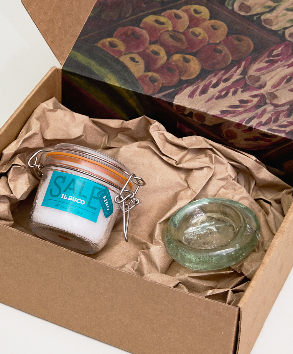 La Riccia Salt Dish and Sicilian Sea Salt Set