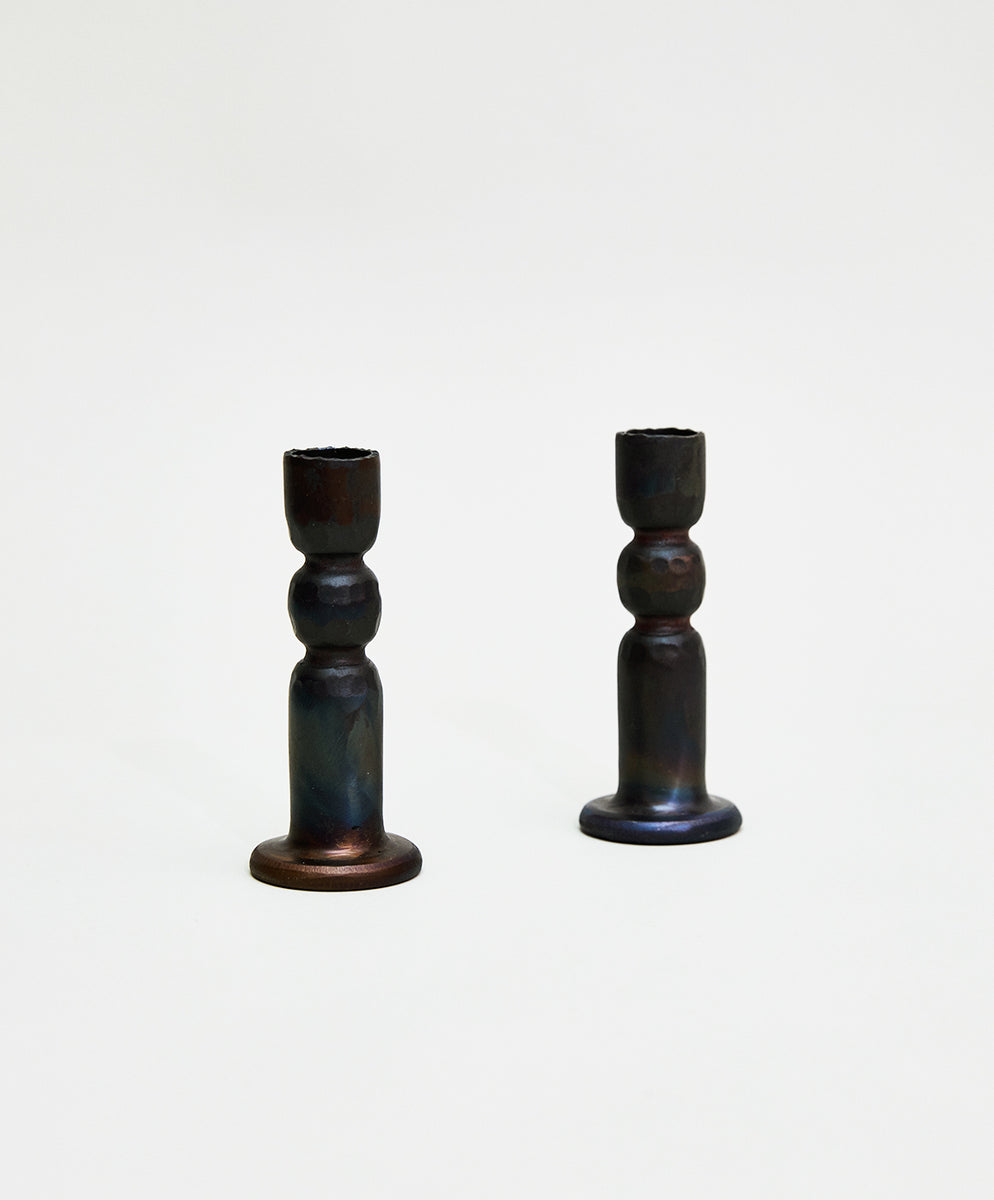 Candles and Candle Holders Set - SM/Chestnut