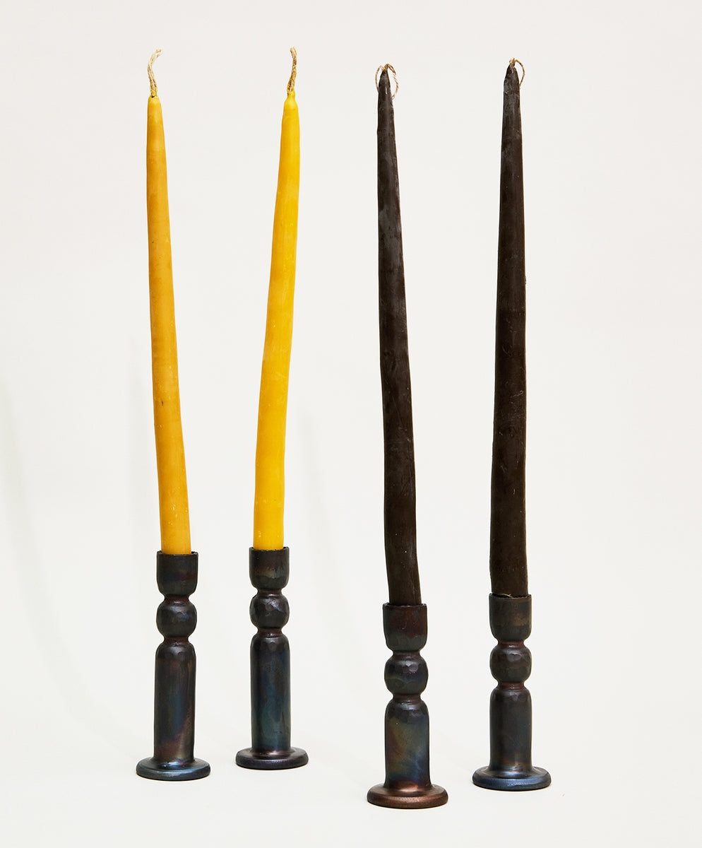Candles and Candle Holders Set - Tall/Chestnut