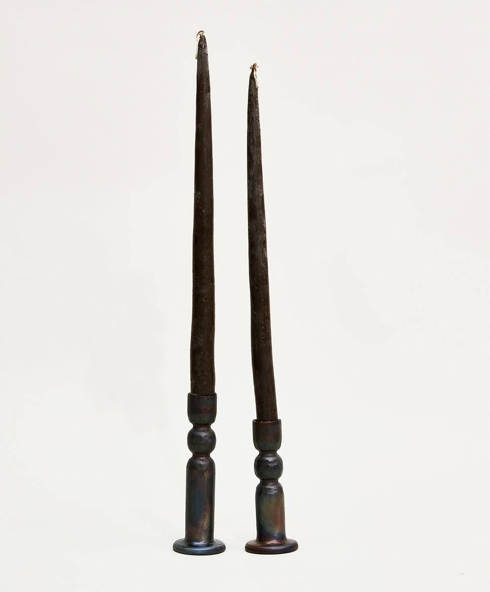 Candles and Candle Holders Set - SM/Chestnut