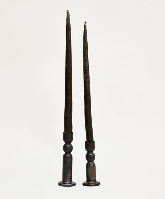 Candles and Candle Holders Set - Tall/Chestnut