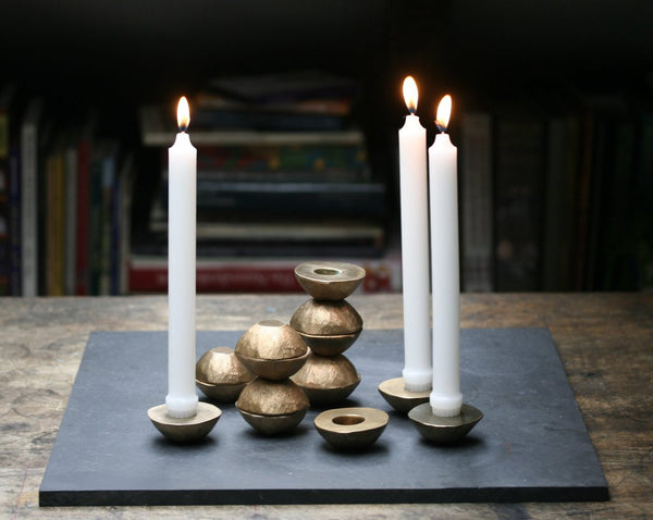 Jill Platner Bronze 'Meteor' Candlestick Holder (Set of 2) - alternate view
