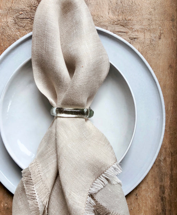 Fringed Linen Napkin- Il Buco Vita Arcolaio / Color~Ecru