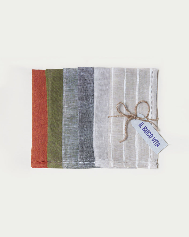 Bordered Linen Napkin in ECRU